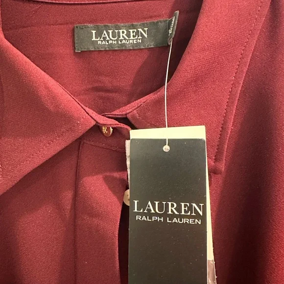 NWT Ralph Lauren shirt dress in beautiful maroon. - Picture 3 of 5